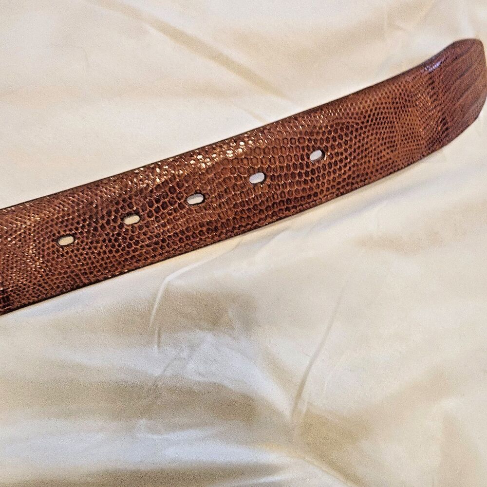 Montana Silversmiths Longhorn Buckle Corral Teju Lizard Skin Belt Size 34 - Picture 5 of 15